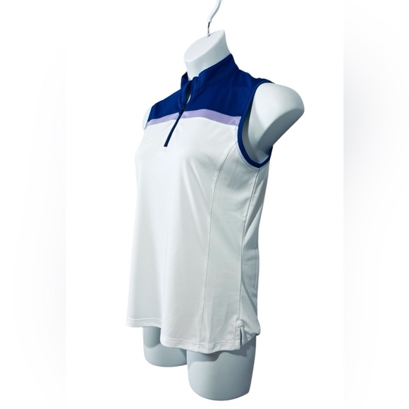 Callaway, Women’s Mock Neck Sleeveless Golf Polo Top, White & Navy, Size L 🏌️♀️ - Picture 5 of 9